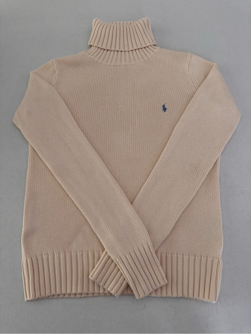 Ralph Lauren Sport Cotton Turtleneck Sweater Pony Logo Cream Size Medium
